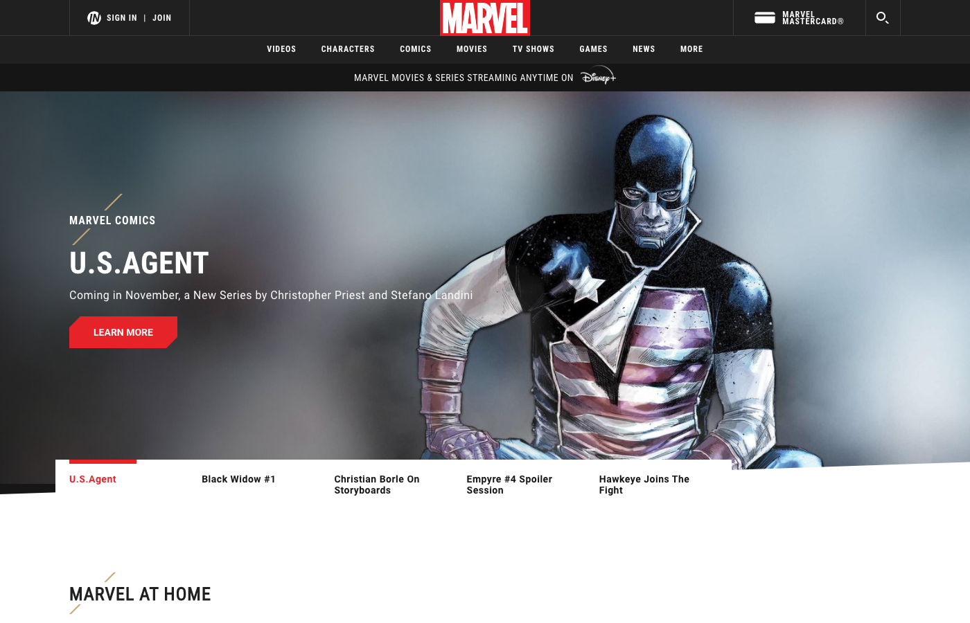 Marvel Entertainment メインサイト